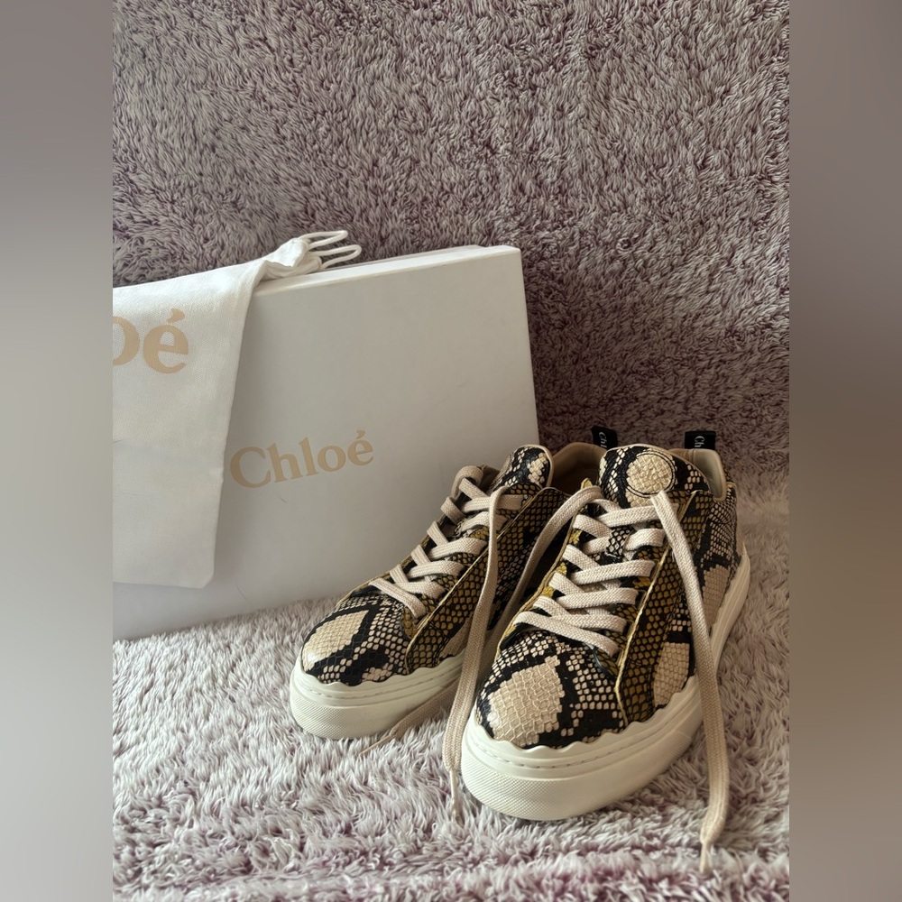 Chloé Lauren Snake Skin Print Sneakers